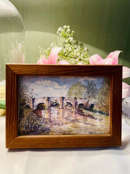 Framed Riverside Landscape Painting – 7 in
