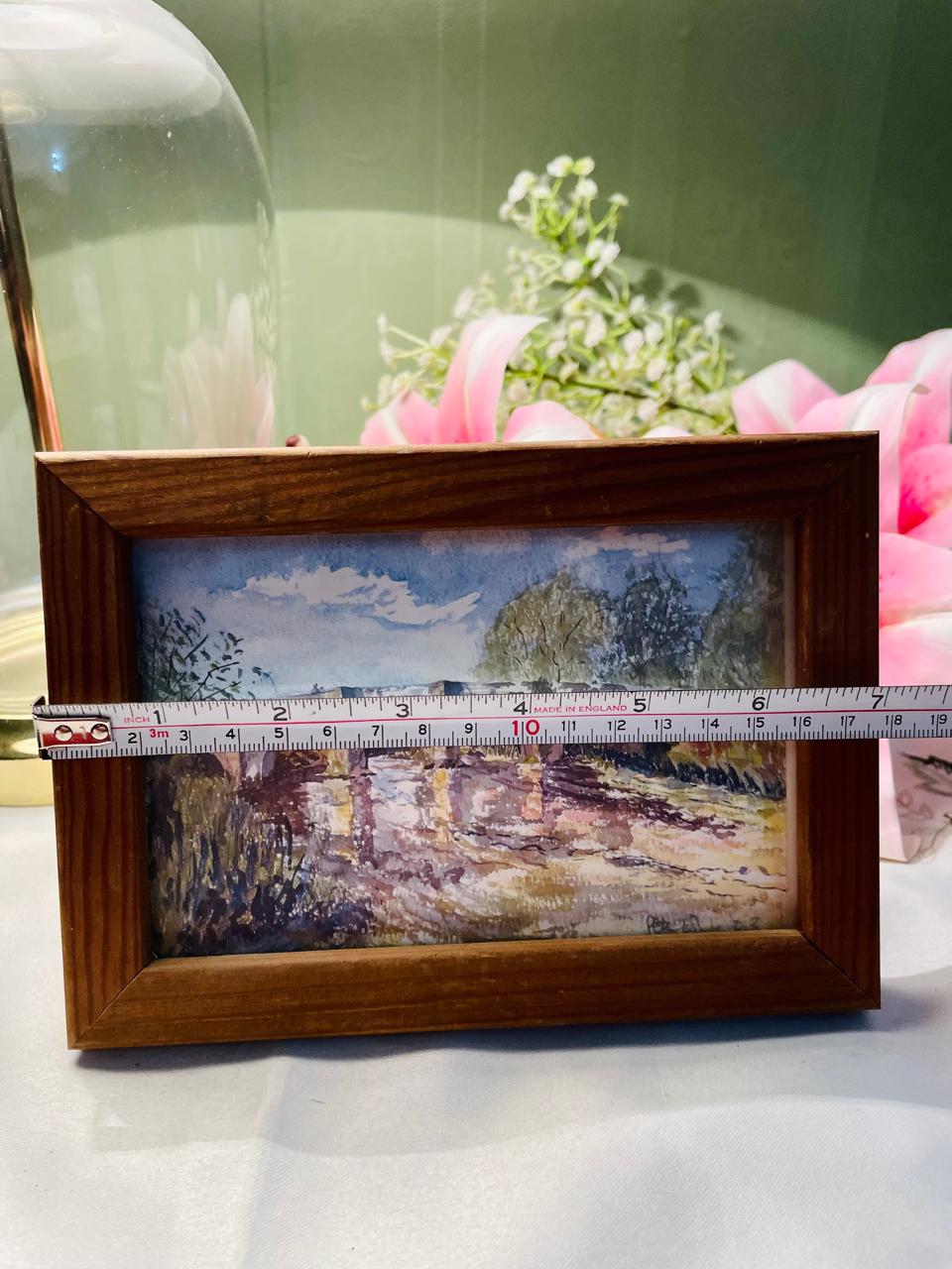 Framed Riverside Landscape Painting – 7 in