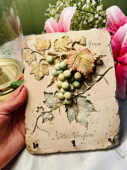 Grapevine Relief Wall Plaque with Hooks – 8 in