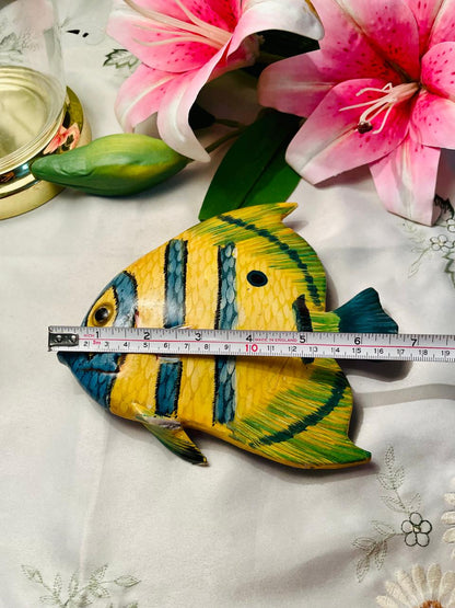 Tropical Yellow & Blue Fish Wall Decor Approx. 19 cm