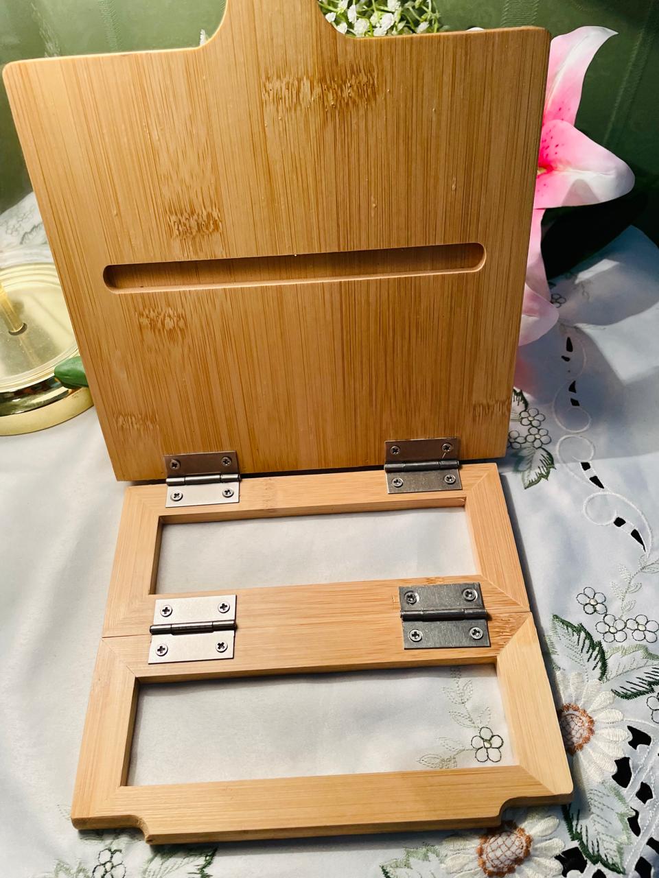 Bamboo Folding Cookbook & Tablet Stand – Approx. 10 in