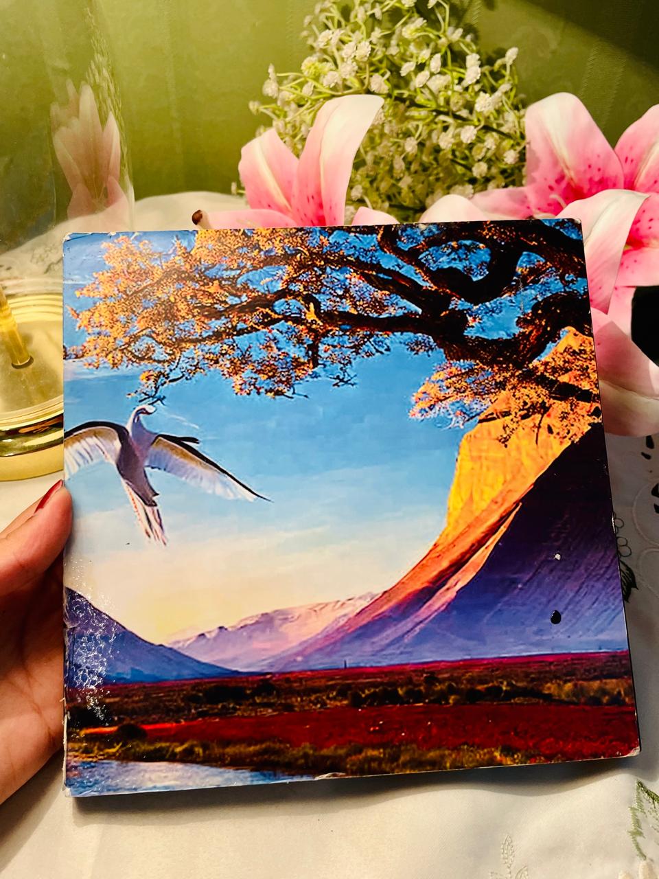 Mountain Landscape Bird Wall Plaque – Approx. 21 cm