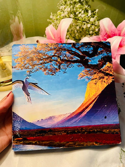 Mountain Landscape Bird Wall Plaque – Approx. 21 cm