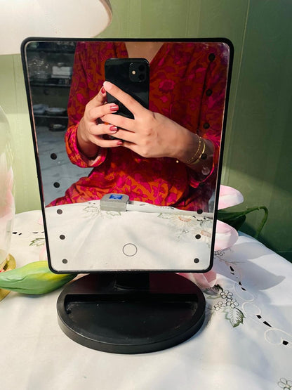 Vintage Black Tabletop Vanity Mirror With Battery Light Approx. 30 cm