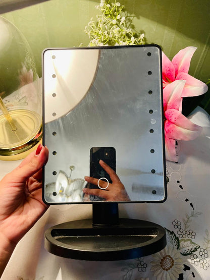 Vintage Black Tabletop Vanity Mirror With Battery Light Approx. 30 cm
