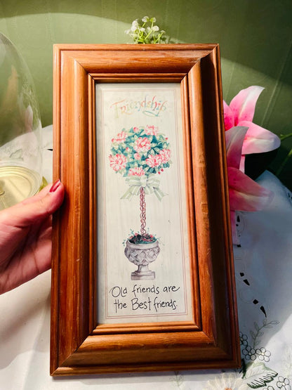 Old Friends Are the Best Friends” Floral Framed Water Color Painting Approx. 33 cm