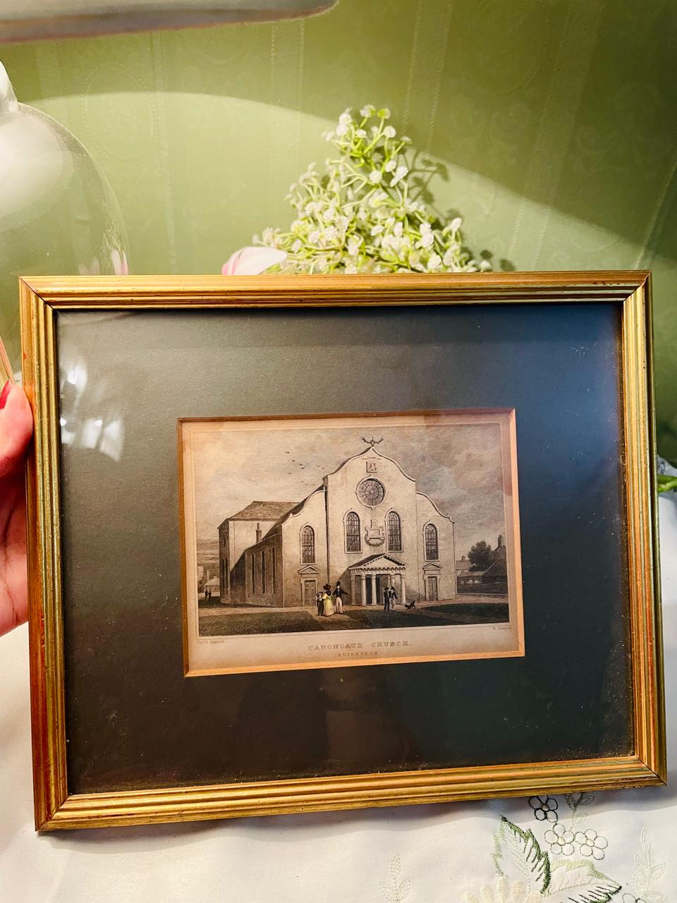Canongate Church Edinburgh Framed Architectural Painting Approx. 30 cm