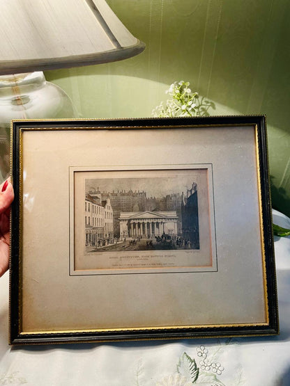 Royal Institution Edinburgh Framed Antique-Style Painting Approx. 30 cm
