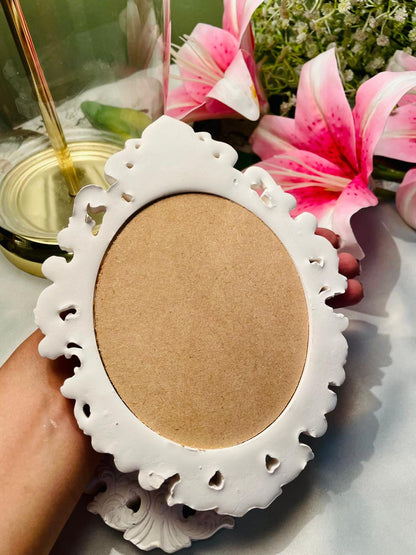 Pair of Ornate White Baroque Photo Frames Approx. 18 cm