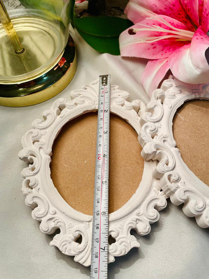 Pair of Ornate White Baroque Photo Frames Approx. 18 cm