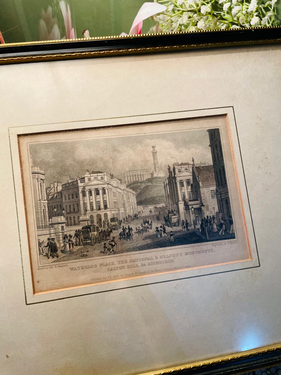 Waterloo Place & Calton Hill Edinburgh Framed Heritage Painting Approx. 33 cm