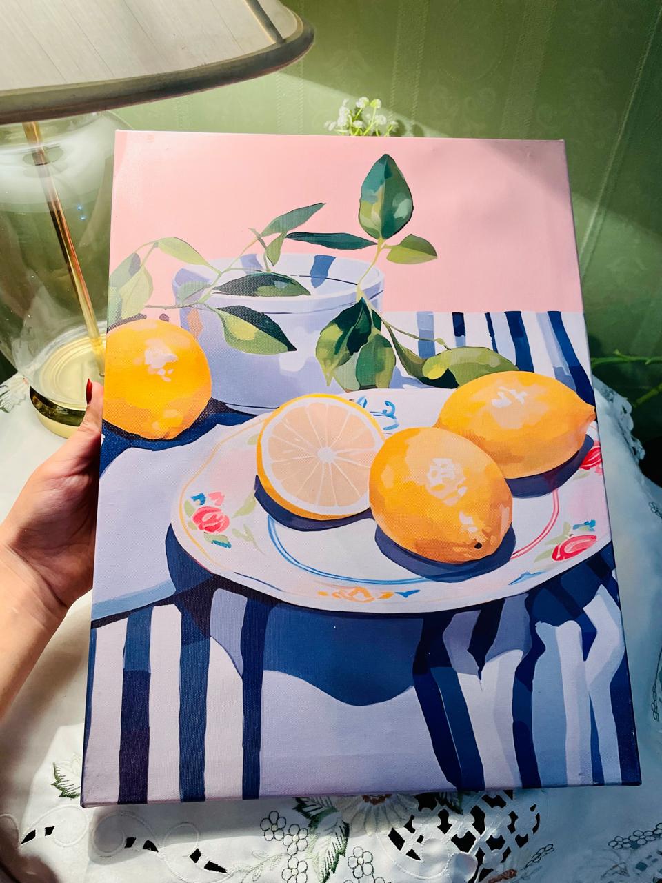 Modern Lemon Still Life Canvas Wall Art Approx. 40 cm , 15.5 inches