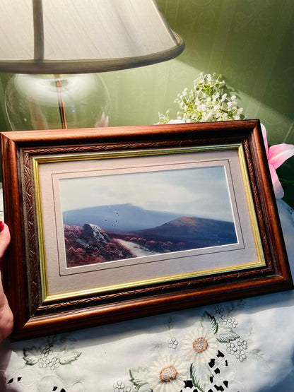 Framed Mountain Valley Landscape Painting Approx. 40 cm