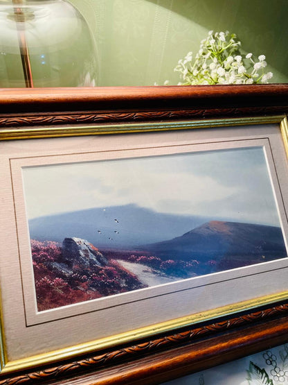 Framed Mountain Valley Landscape Painting Approx. 40 cm
