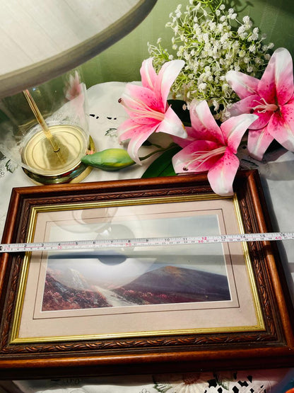 Framed Mountain Valley Landscape Painting Approx. 40 cm