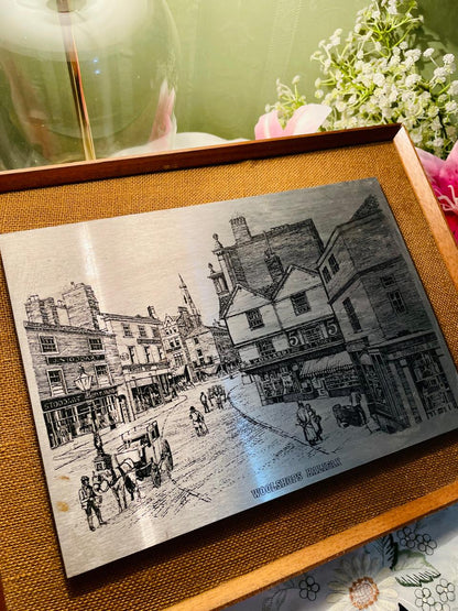 Woolshops Halifax Framed Metal Street Scene Art Approx. 38 cm