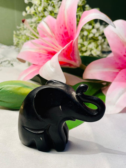Black Elephant Miniature Decor Figurine – Approx. 6.5 cm