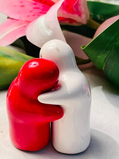 Red & White Ceramic Love Bird Salt & Pepper Shaker Approx. 7 cm
