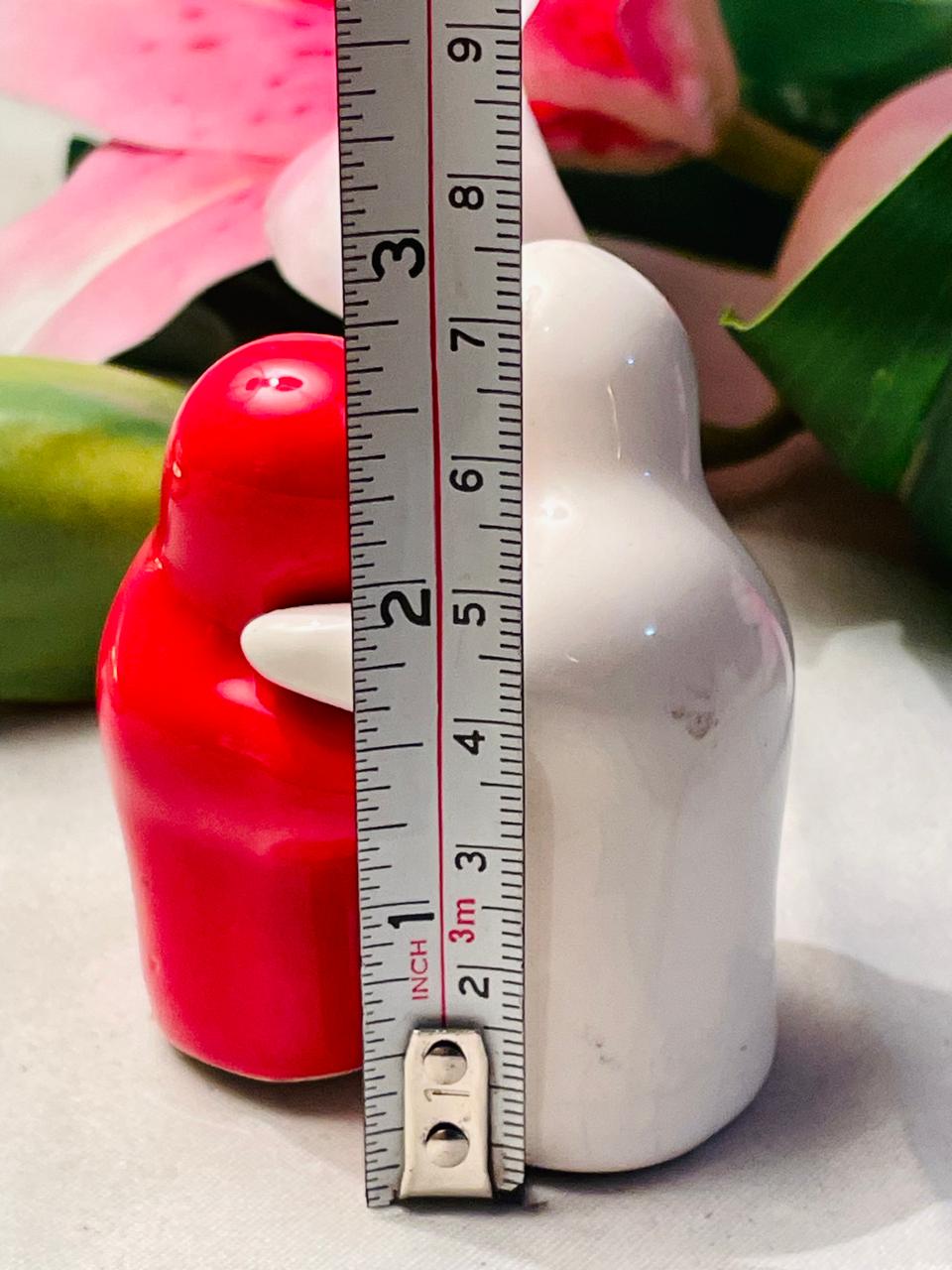 Red & White Ceramic Love Bird Salt & Pepper Shaker Approx. 7 cm