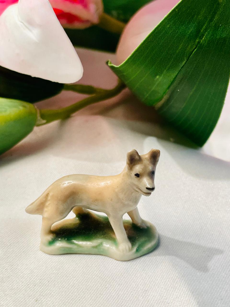 Miniature Tan Dog Figurine Approx. 5 cm