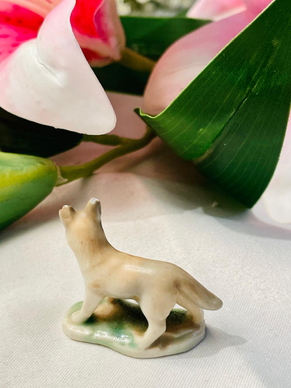 Miniature Tan Dog Figurine Approx. 5 cm
