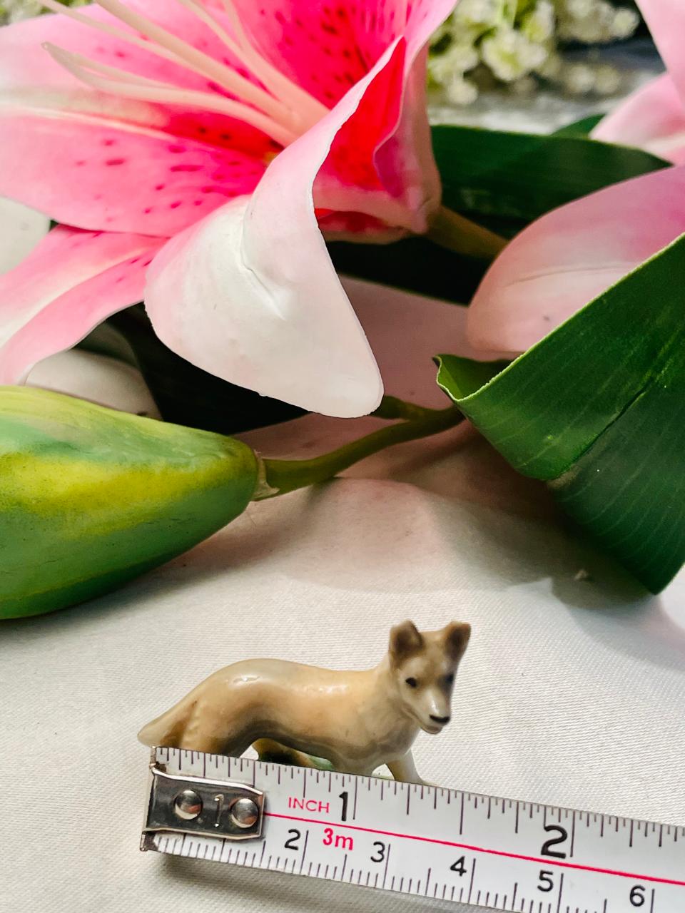 Miniature Tan Dog Figurine Approx. 5 cm