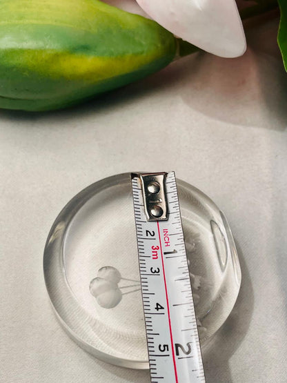 Clear Glass Etched Floral Paperweight Approx. 5 cm