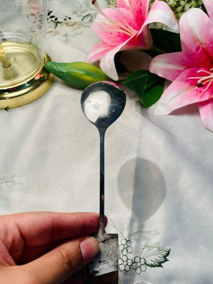 Modern Stainless Steel Serving Spoon with Square Handle Approx. 18 cm