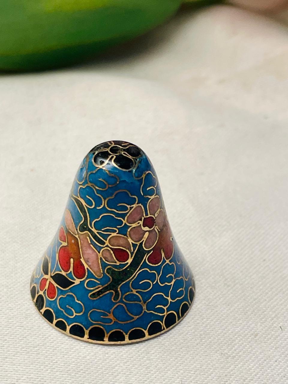 Blue Floral Cloisonné-Style Thimble Approx. 3.5 cm