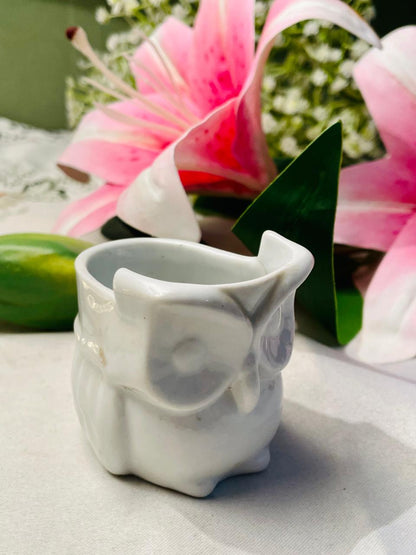 Miniature White Ceramic Basket Planter Approx. 8 cm