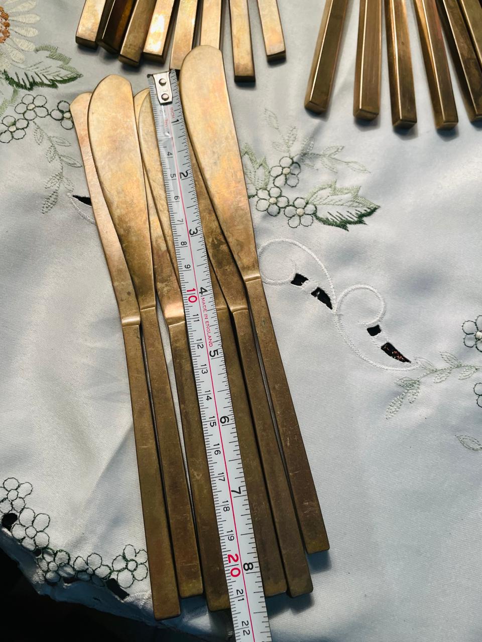 RARE FINDS Brass 8 Persons Flatware Cutlery Set Approx. 32 Pieces