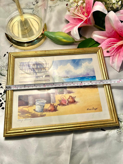 Vintage Coastal Still-Life Framed Art Painting Approx. 31 cm
