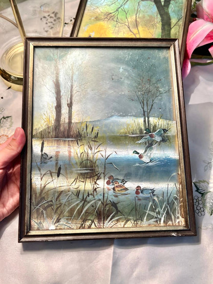 Vintage Wildlife Framed Artwork Pair Approx. 30 cm