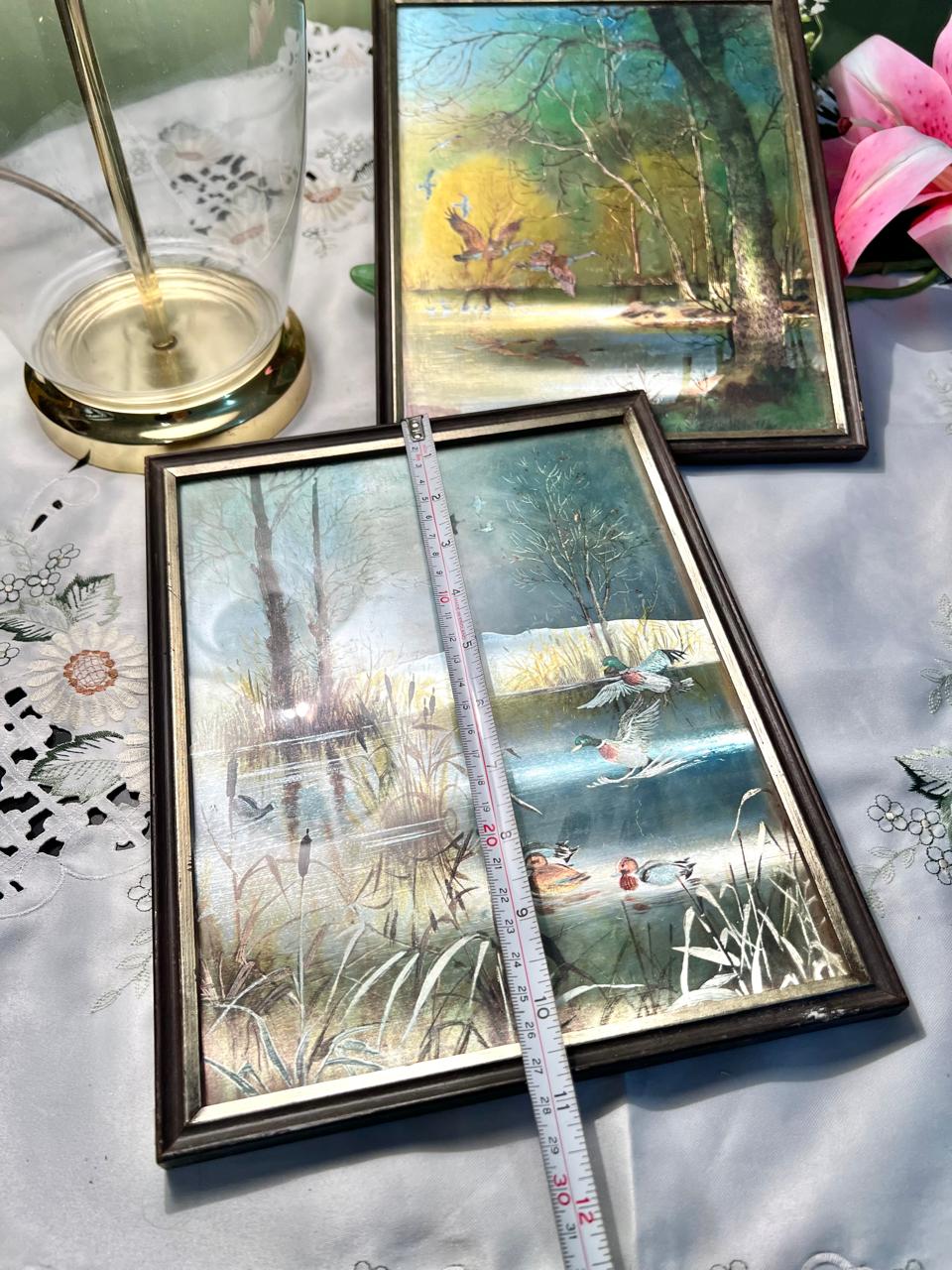 Vintage Wildlife Framed Artwork Pair Approx. 30 cm