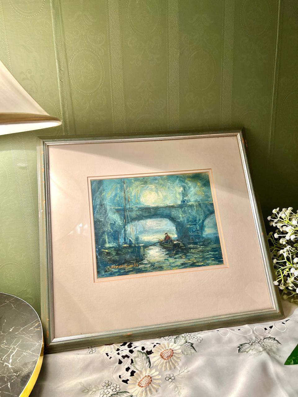 RARE FIND Peter Coombs Thames by Night Framed Painting – Approx. 16 in