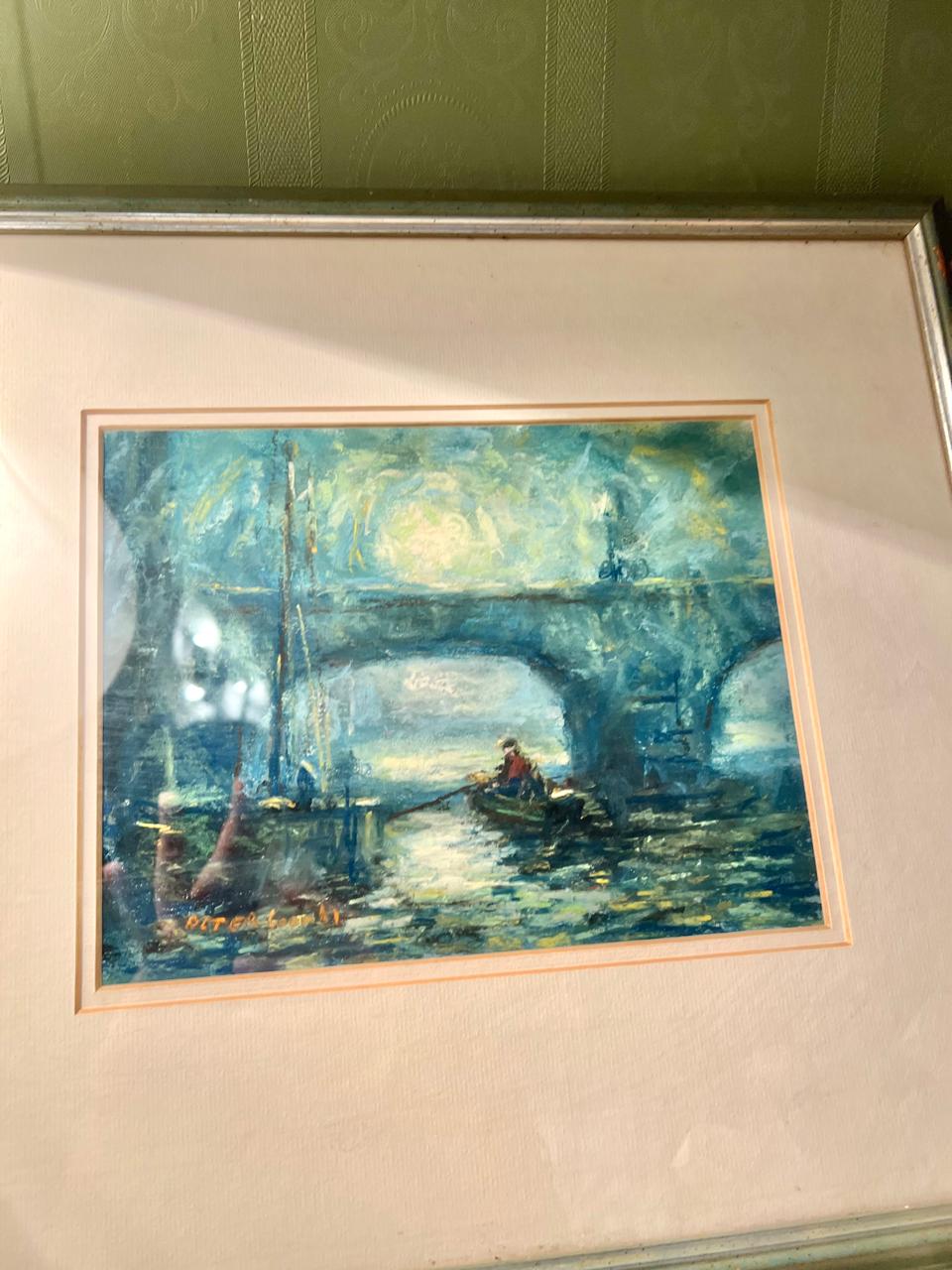RARE FIND Peter Coombs Thames by Night Framed Painting – Approx. 16 in