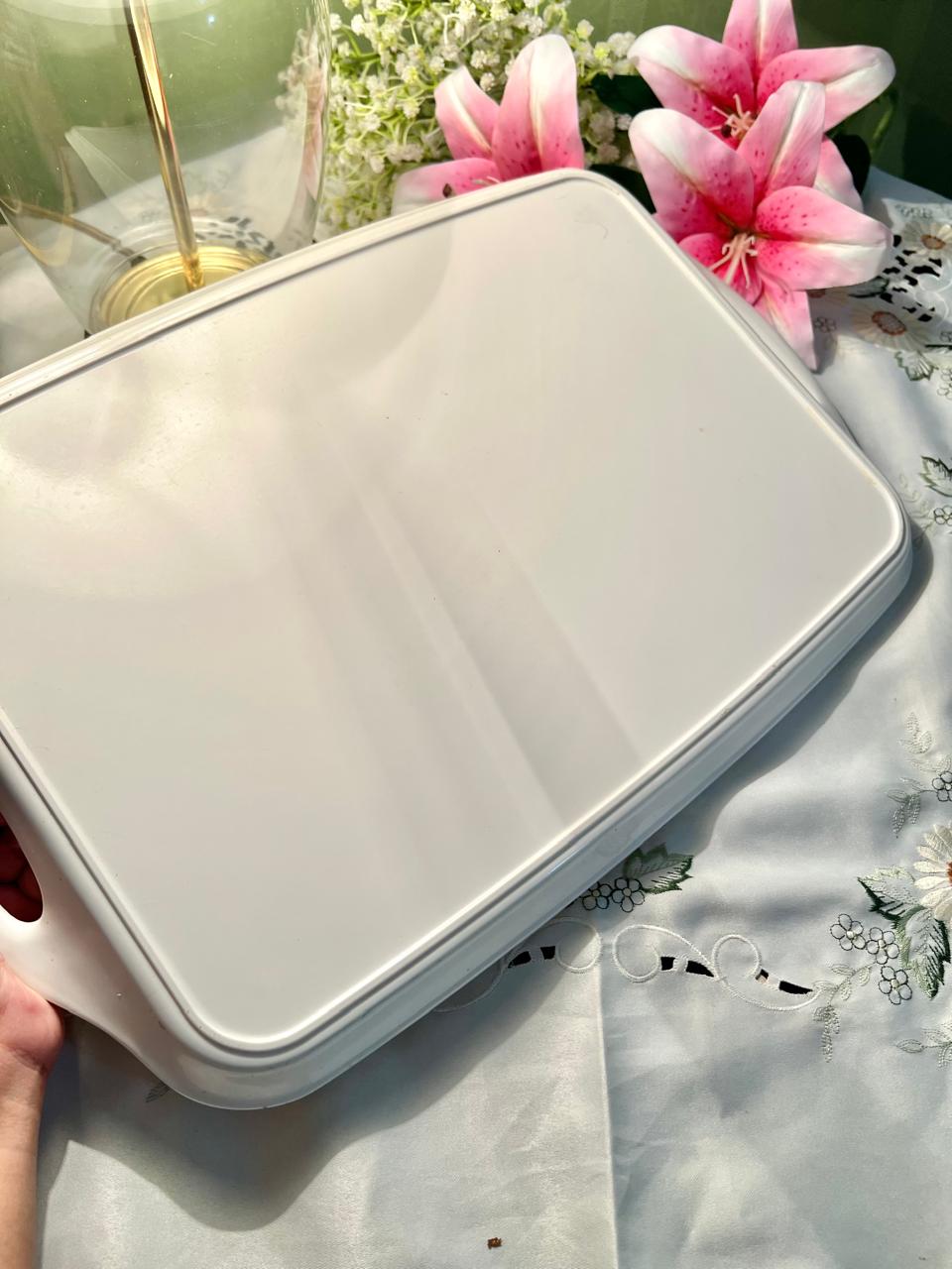 Cat & Floral Print Serving Tray – Approx. 49 cm