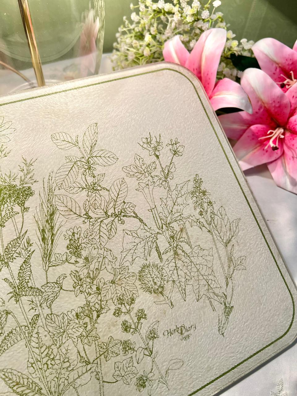Herb Diary Botanical Kitchen Cutting Board – Approx. 40 cm