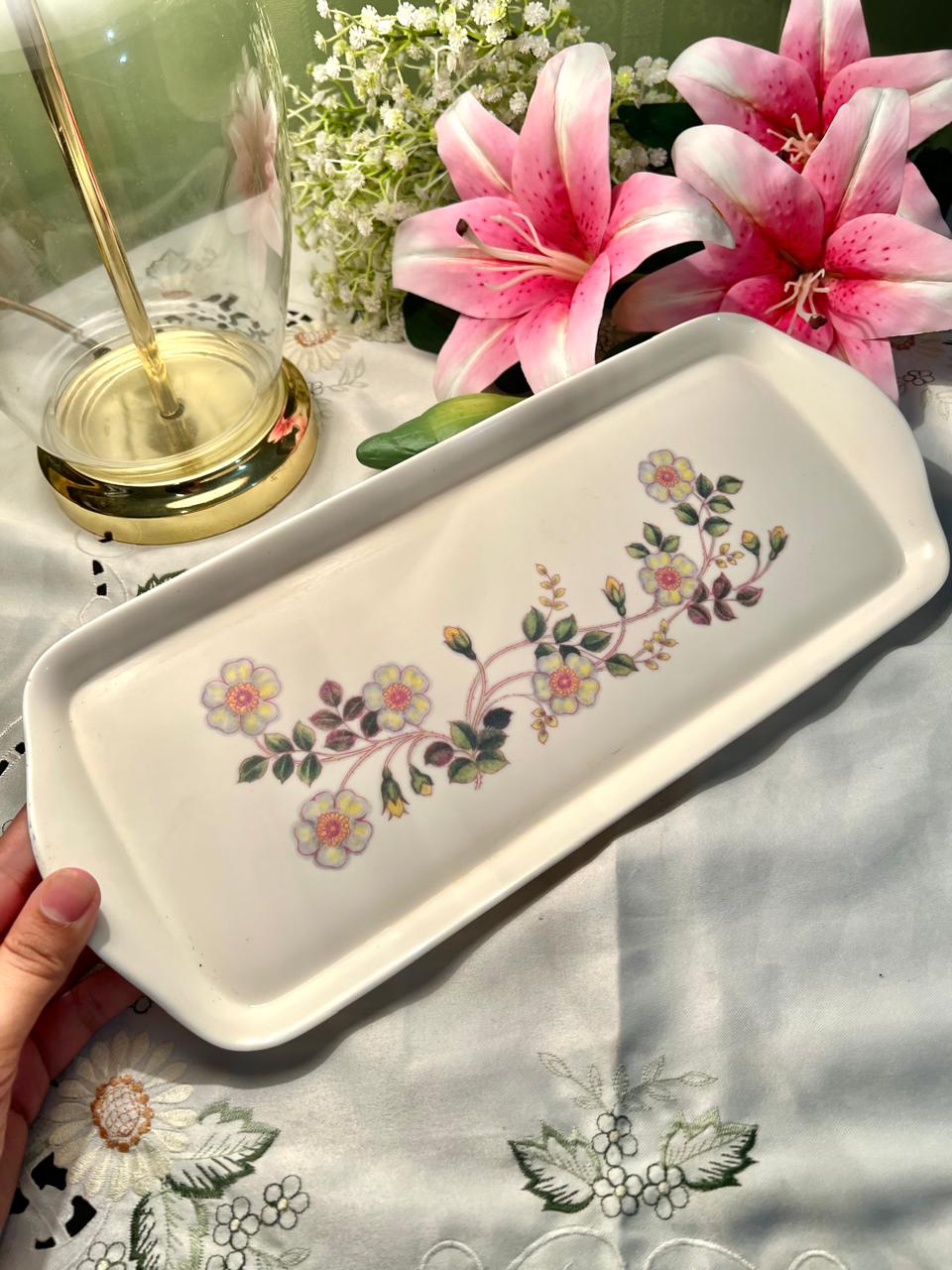 Marks Spencer Floral Rectangular Serving Dish – Approx. 37 cm