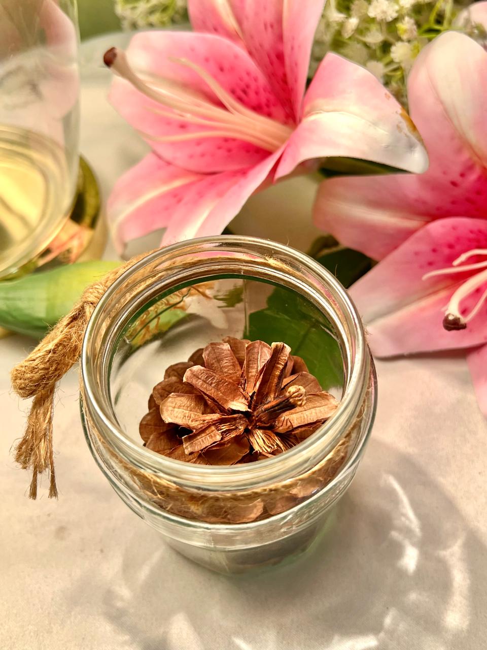 Clear Crystal Pinecone Decor Jar 4"