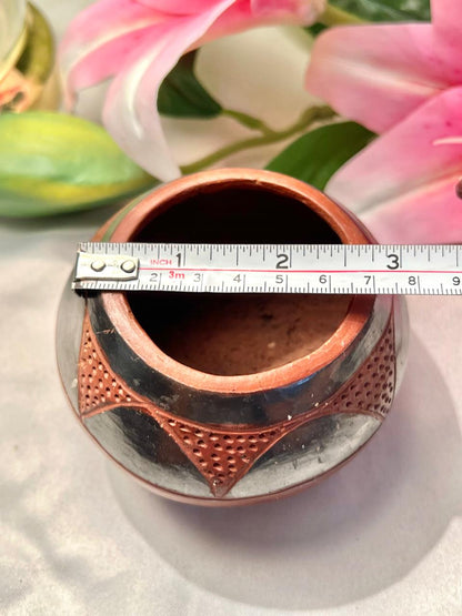 Terracotta Planter with Black Geometric Detailing