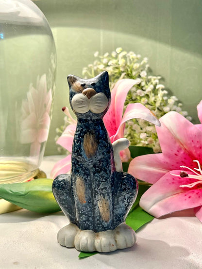 Vintage Blue Cat Figurine Approx. 14 cm