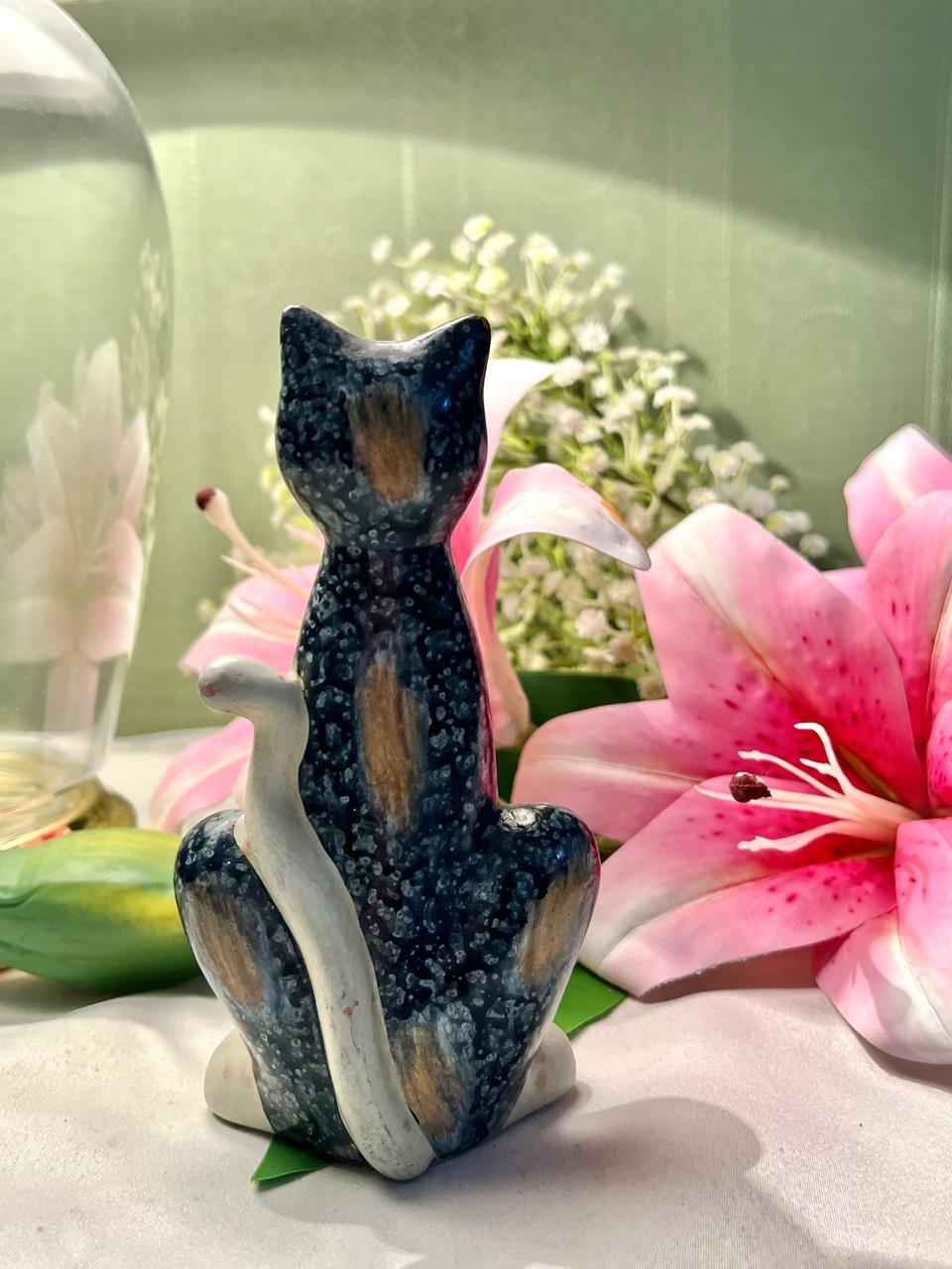 Vintage Blue Cat Figurine Approx. 14 cm