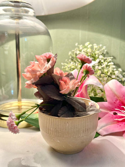 Vintage Cream Floral Planter Arrangement Approx. 16 cm