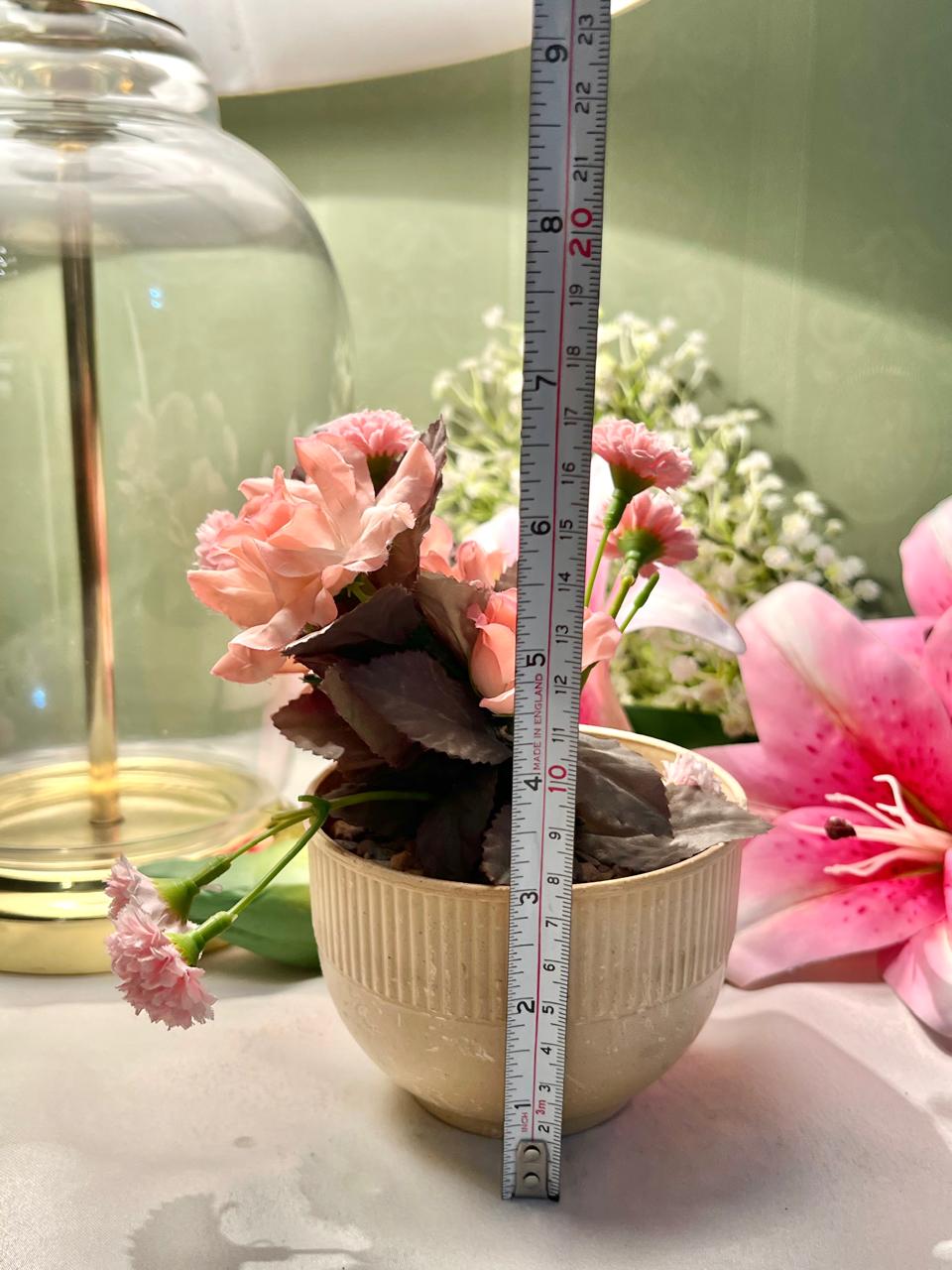 Vintage Cream Floral Planter Arrangement Approx. 16 cm