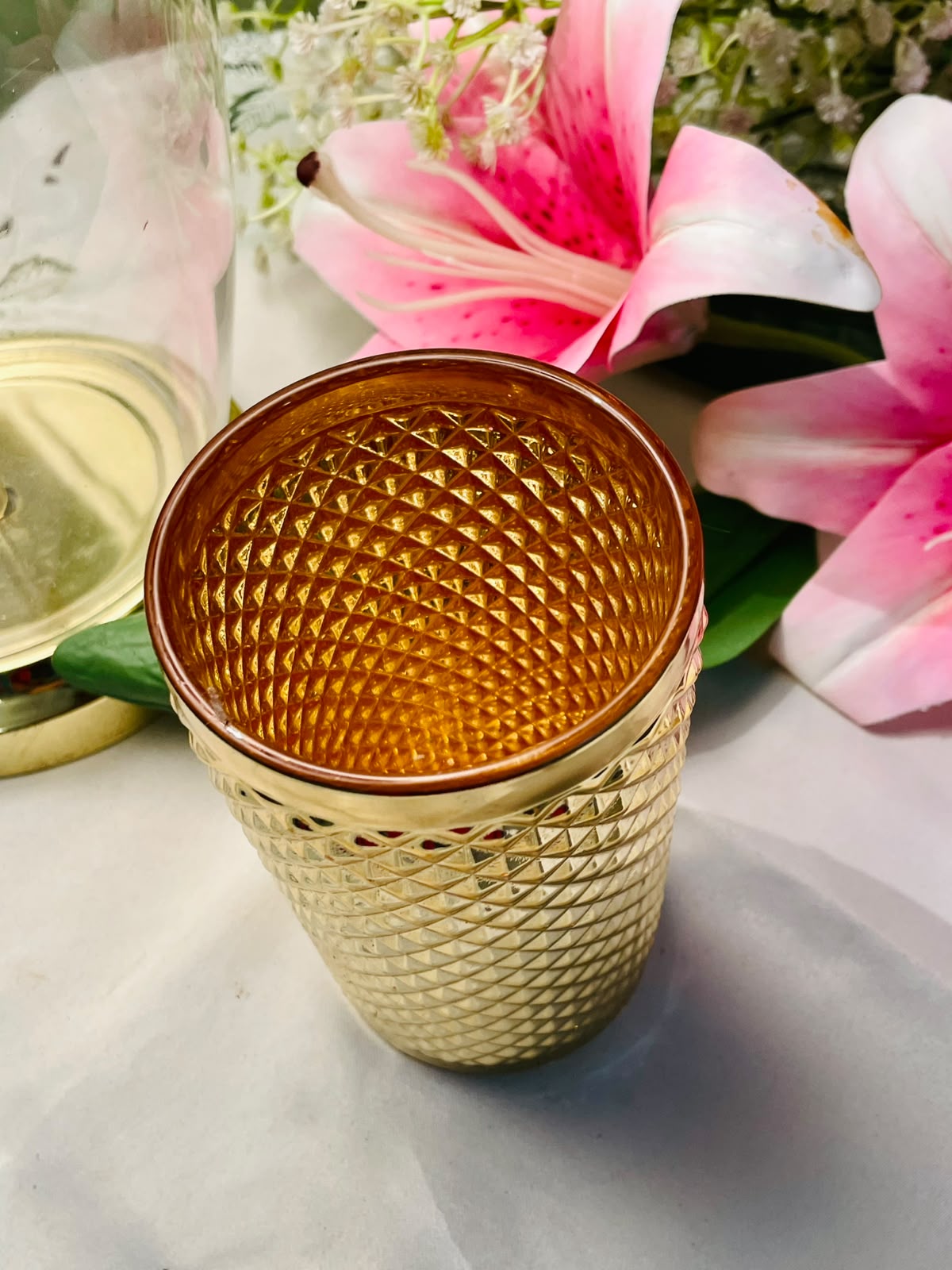 Gold Textured Decorative Holder 5"