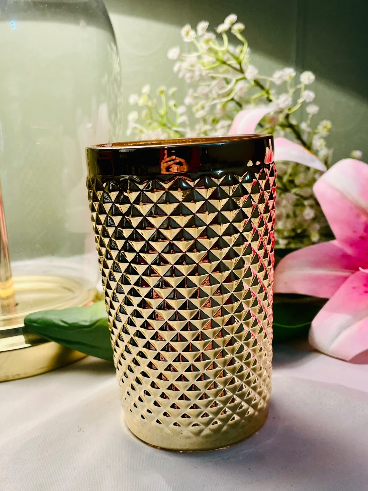 Gold Textured Decorative Holder 5"
