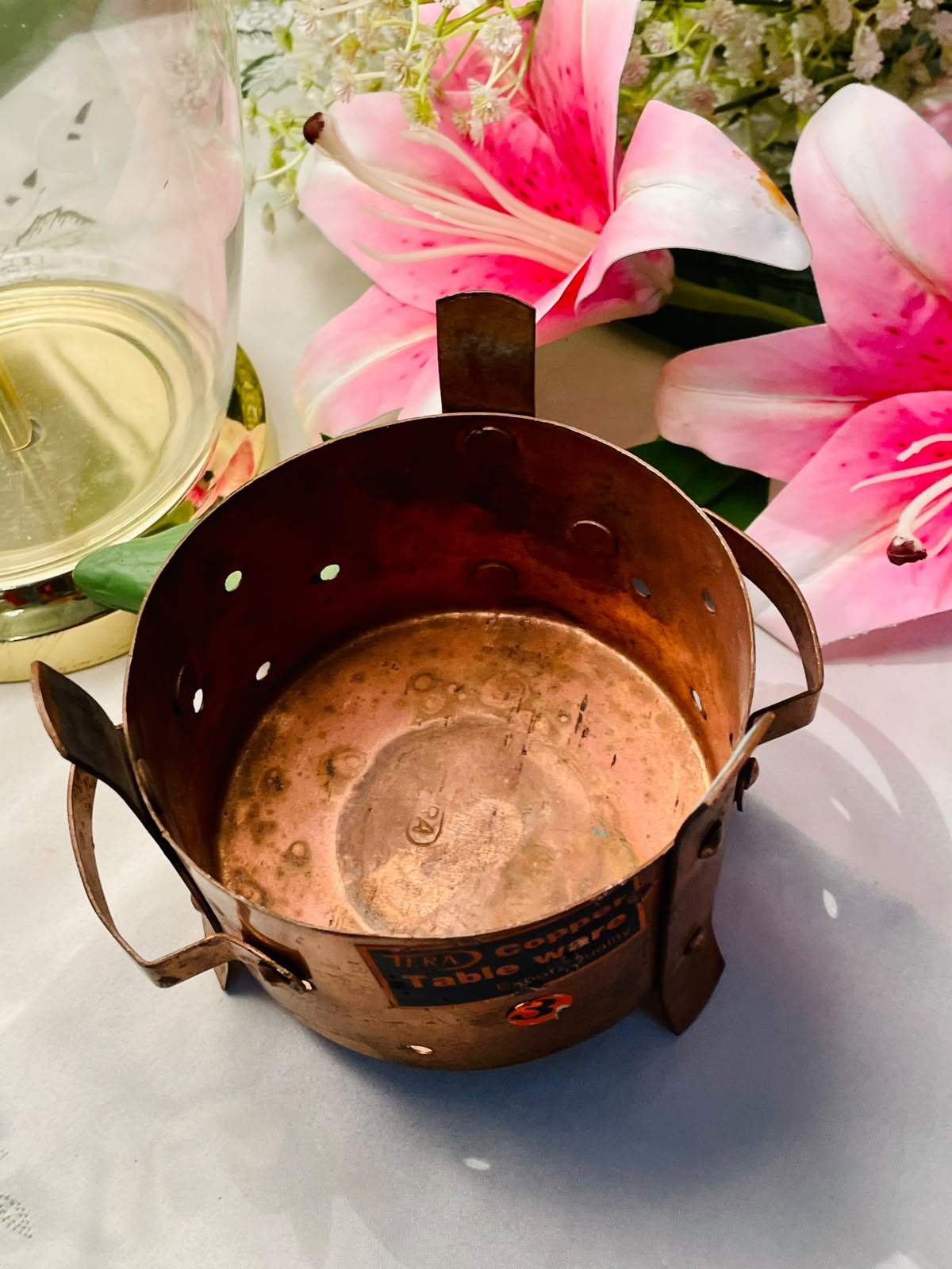 TERA Copper Table Ware Bowl with Handles 5"