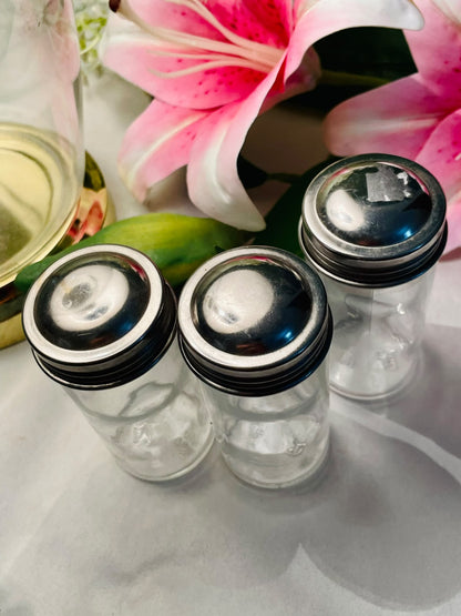 Clear Crystal Storage Jars with Black Lids Set of 3