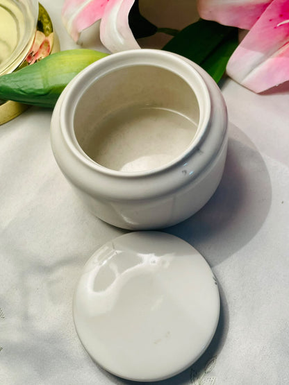 White Ceramic Storage Jar with Lid 3.25"